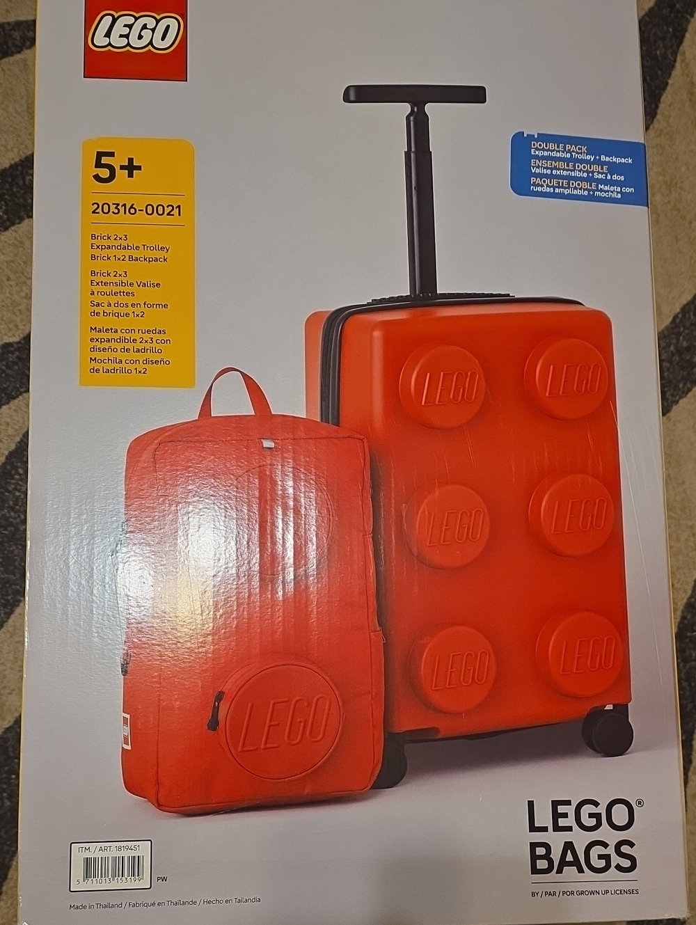 LEGO Red Brick-Stud Trolley and Backpack Set